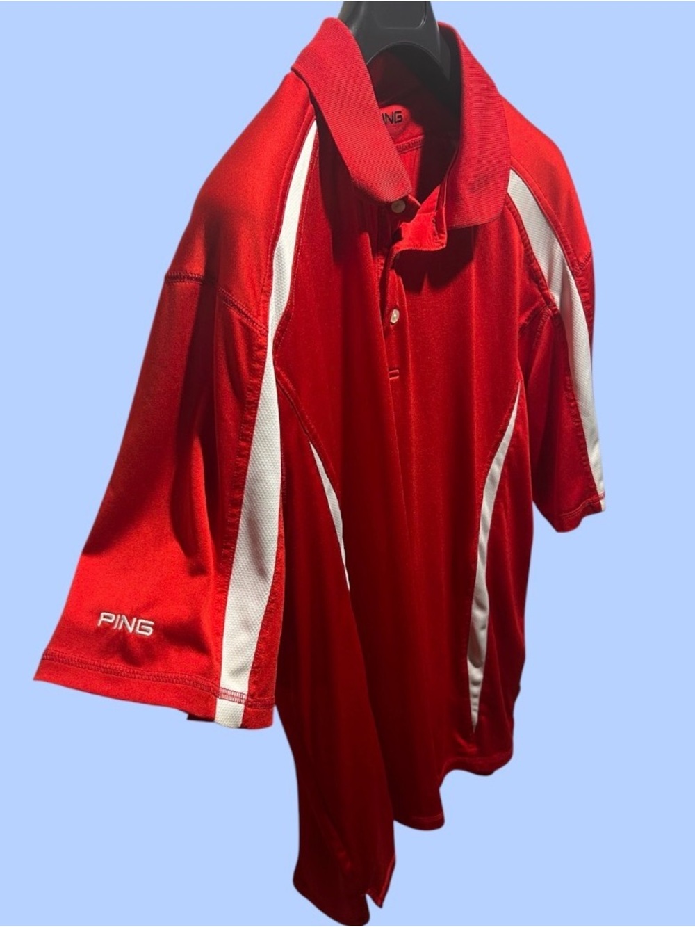 Vintage Red & White Colorblock Ping Golf Polo – Dri Fit Size XL